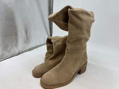 Steve Madden Darden Knee High Boots Women's Tan Suede Pull-On Round Toe - 11