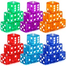 Hooqict 36 Pieces Casino Dice Set 19mm Large Dice Game Acrylic 6 Sided Colore...