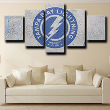 Tampa Bay Lightning Logo NHL Hockey Sports Team 5 Piece Panel Canvas Wall Art