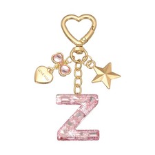 Cute Initial Letter Keychain, Letter Z Keychains for Women Girls Bling Pink
