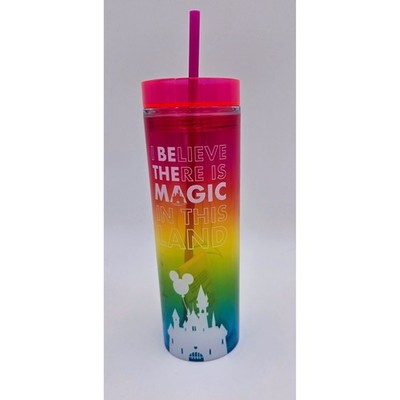 Disney Parks Rainbow Magic In This Land Castle Acrylic Tumbler Straw NEW