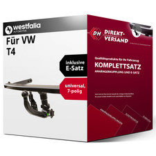 Für VW T4 Kasten (Westfalia) Anhängerkupplung abnehmbar + E-Satz 7pol universell