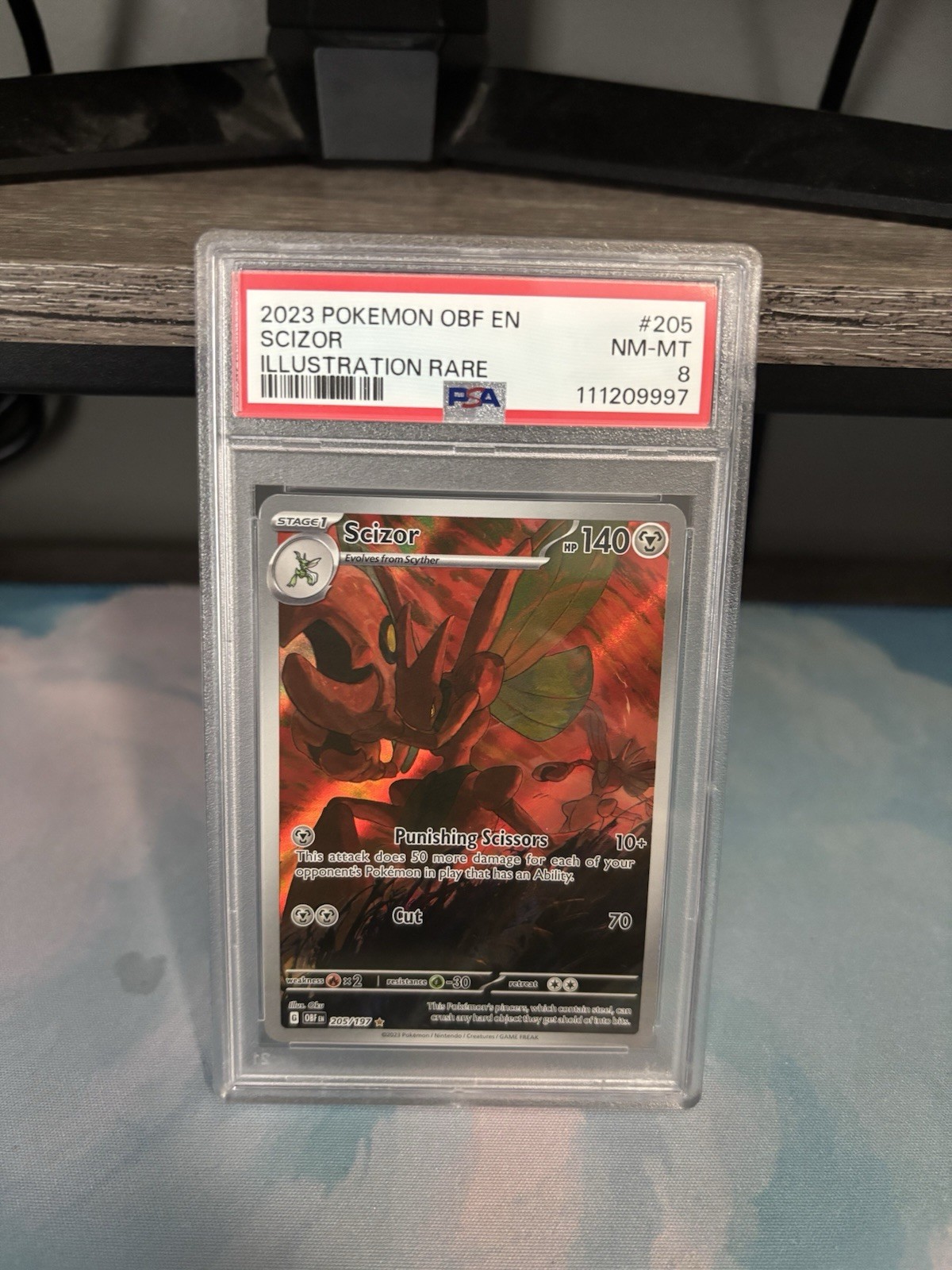Pokémon TCG Scizor 205/197 Obsidian Flames Illustration Rare Holo PSA 8