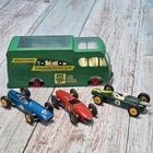 Vtg Matchbox King Size K-5 BP Racing Car Transporter w Lotus Race Car Ferrari