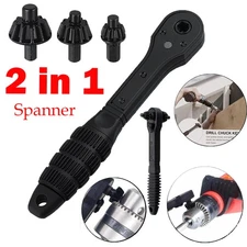 2-in-1 Ratchet for Drill Chuck Key Wrench – Universal Chuck Key Replacement Tool