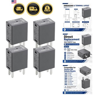 Relay /8385 Set of 4 - 12VDC 40A 4Pins Relay /8385 Compatible for GM Vehicle ...