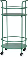 Drinks Trolley on Wheels 2 Tier Metal Bar Green Serving Cart Table With Handles