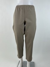 EILEEN FISHER Small Khaki Organic Cotton Twill Tapered Ankle Pants Side Zip