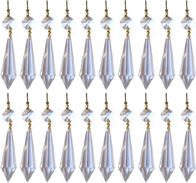 Crystal Prism 20Pcs Clear Crystal Chandelier Icicle U-Drop Prisms Lamp Pendants