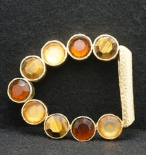 WF13137 FANTASTIC VINTAGE 1970s FASHION ARTWORK UNISEX STONE  BRASS BELT BUCKLE