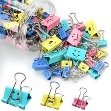 100 Pack Binder Clips Paper Clamps Assorted Sizes and Colors Cute Binder Clips