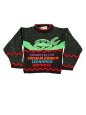 Vintage Youth Acrylic Sweater TMNT Teenage Mutant Ninja Turtles 1990 Mirage S/M