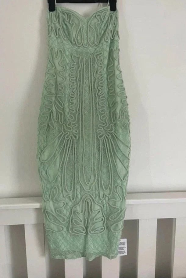 slim fit dress slacks Rent Asos Edition All Over Sequin Backless Drape Midi Dress In Sage Green main image 0