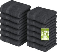12 Pack Premium Wash Cloths Set, 12 by 12 Inches, 100 Cotton Ring Spun, High...