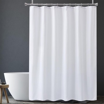 72x84'' Extra Long White Fabric Shower Curtain Liner with 2 Bottom Stones