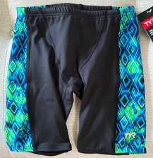 TYR Youth Boy's Kids 22 Black Blue Green Swim Suit Jammers Durafast Elite New