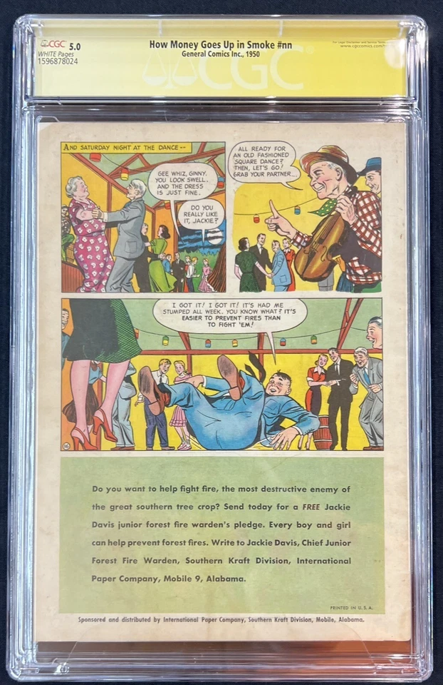 How Money Goes Up In Smoke #nn CGC 5.0 Signed Ken Bald Promotional Farming WP - Image 2 of 4