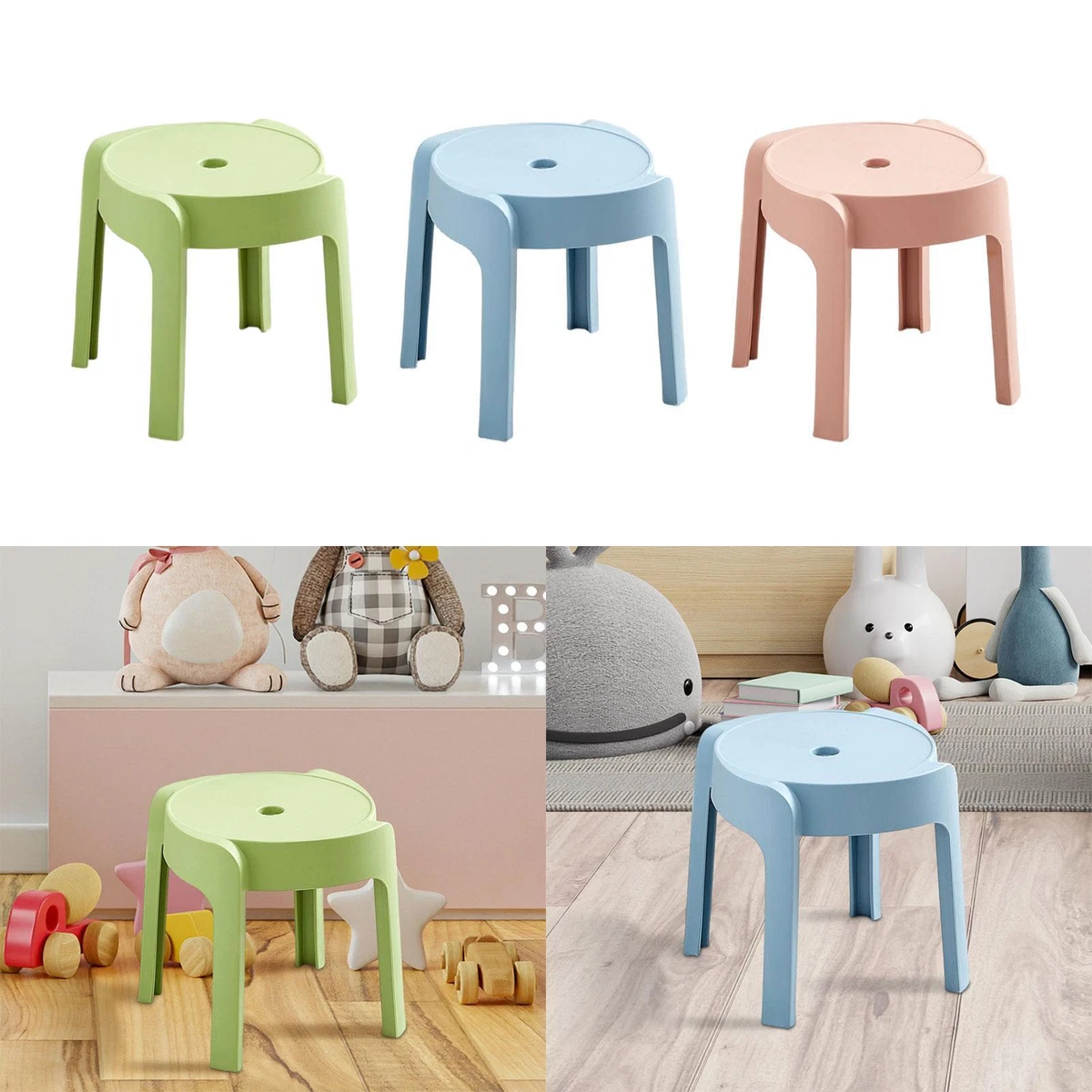 Small Stool Ergonomic Kids Stool for Sitting for Apartment Kithchen Bedroom