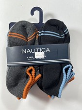 NEW Unisex Nautica Socks Lot of 6 Shoe size 10.5-4 Sock size 6-8 LL104 