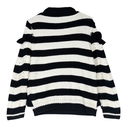 Topshop Damen US 6 schwarz gestreifter Pullover Rüschen Humbug kokett feminin - Bild 2 von 11