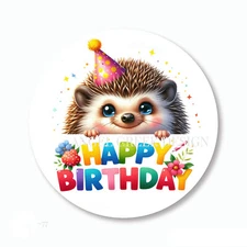 Happy Birthday Hedge Hog Stickers Envelope Seals Labels Birthday Party Favors
