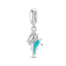 KUNSIR 925 Sterling Silver Blue Conch Ocean Charm For Bracelet Pendant Charm DIY