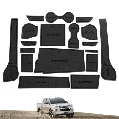 Fits ISUZU D-MAX 2021-2025 Rubber Non-slip Inner Gate Slot Mat Cup Holder Pads