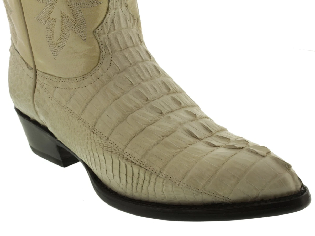Mens Genuine Off White Alligator Crocodile Leather Western Cowboy Boots J Toe