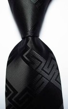 New Classic Black Checks JACQUARD WOVEN 100 Silk Men's Tie Necktie