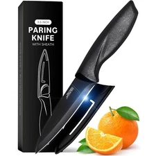 Paring Knife with Sheath, Sharp Stainless Steel Kitchen Knife for Chopping