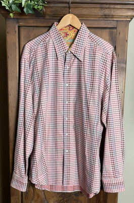 ROBERT GRAHAM Men s Size 2XL Long Sleeve Button Up Shirt Contrasting Cuffs