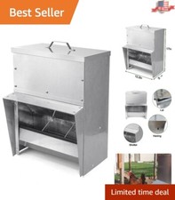 Galvanized Chicken Feeder - 25Lbs Outdoor Waterproof Metal Chicken Feeder wit...