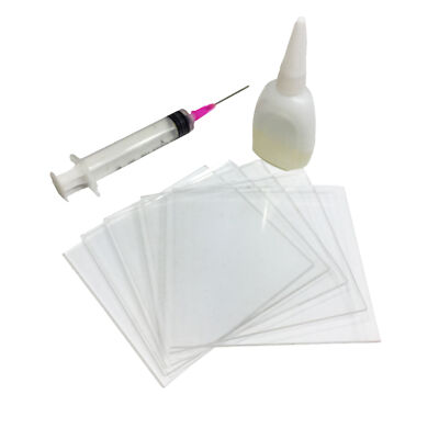 Acrylic Plexiglass DIY Gluing Kit 5 Sheets, 1/8'', 4x4.25'', 1 oz Glue
