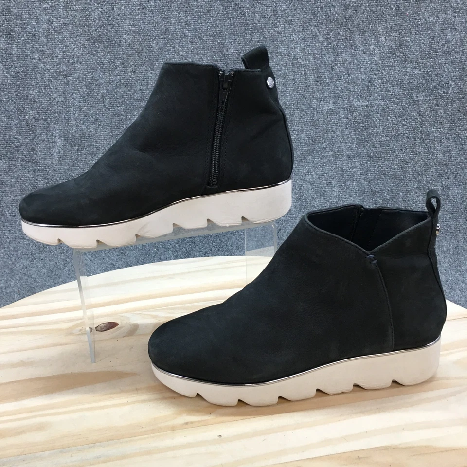 Alex Marie Boots Womens 6.5 M Casual Ankle Booties Wedge Black Leather Zipper - Image 2 of 4