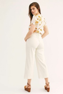 CRVY Lace-Up Crop Wide Leg Jeans size 