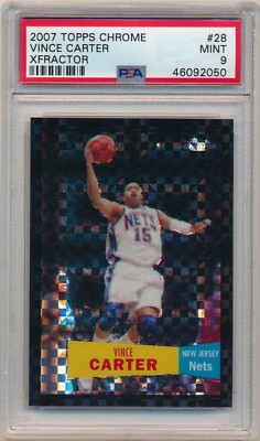 VINCE CARTER 2007-08 Topps CHROME 1957-58 VARIATIONS XFRACTOR /50 PSA 9 MT Pop 2