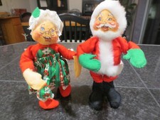 Vintage Annalee Mobilitee 1963 Santa Claus & Mrs. Claus Poseable 8" Made in USA