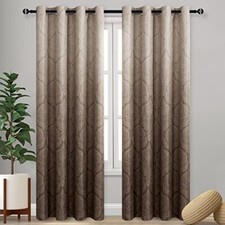 Ombre Blackout Curtains for Bedroom - Damask 52"W x 84"L Pack of 2 Brown