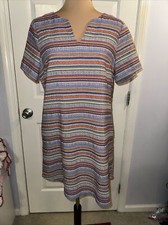 Ellison Women Boho Aztec Multi Color Size Large Shirt Dress Short Sleeve