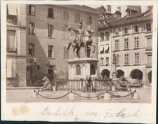Switzerland, Bern. Rudolf von Erlach Equestrian Statue Vintage Albumen Print. T