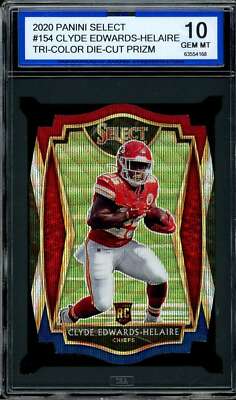Clyde Edwards-Helaire Rookie 2020 Select Tri-Color Die-Cut Prizm #154 ISA 10 GEM