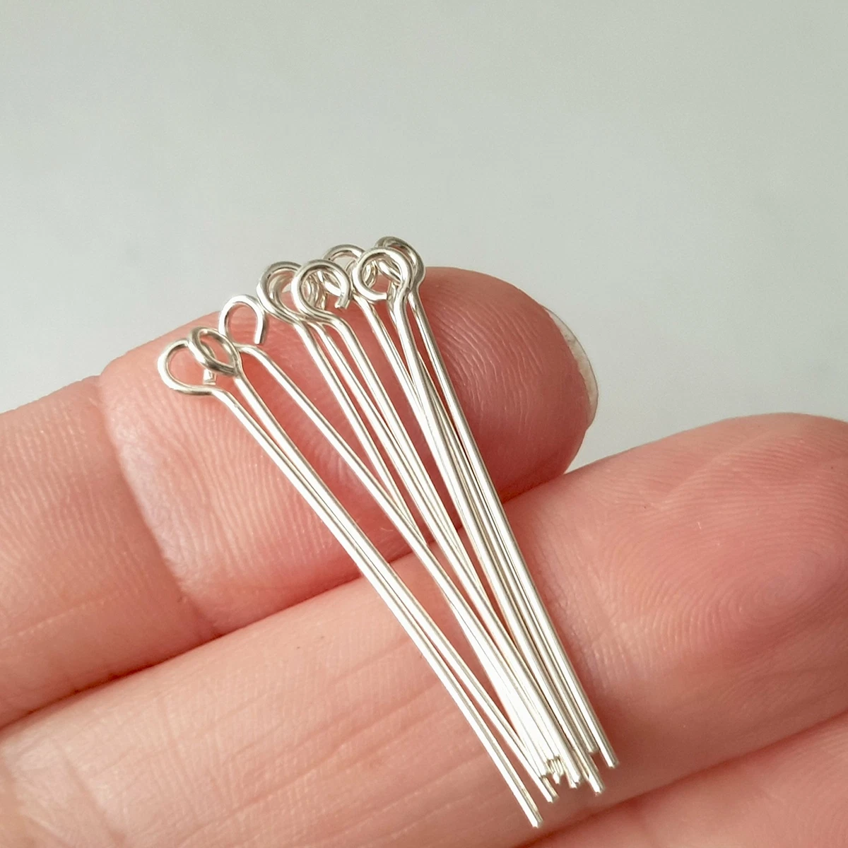 Eye Pins 30mm - 21 gauge (0.7mm) Sterling Silver 10pcs Findings