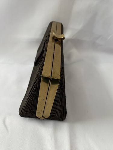 Borsa da sera vintage anni '50 marrone cioccolato frizione - Foto 3 di 24