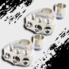 2 PCS PLATINUM Plated Battery Terminal Multi Output Car Stereo Gauge AWG Pos Neg