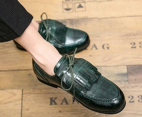 Men Lace Up Round Toe Faux Leather 