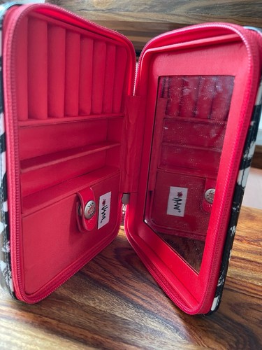 Vera Neumann Black, White, & Red Hardside Travel Jewelry  Case with ladybug logo