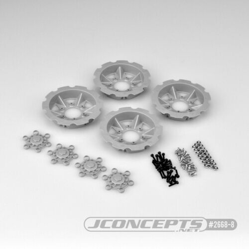 JConcepts 2668 Tracker Wheel Discs Fits 2.6 Dragon Mud Truck Wheels Blue Silver - Picture 4 of 6