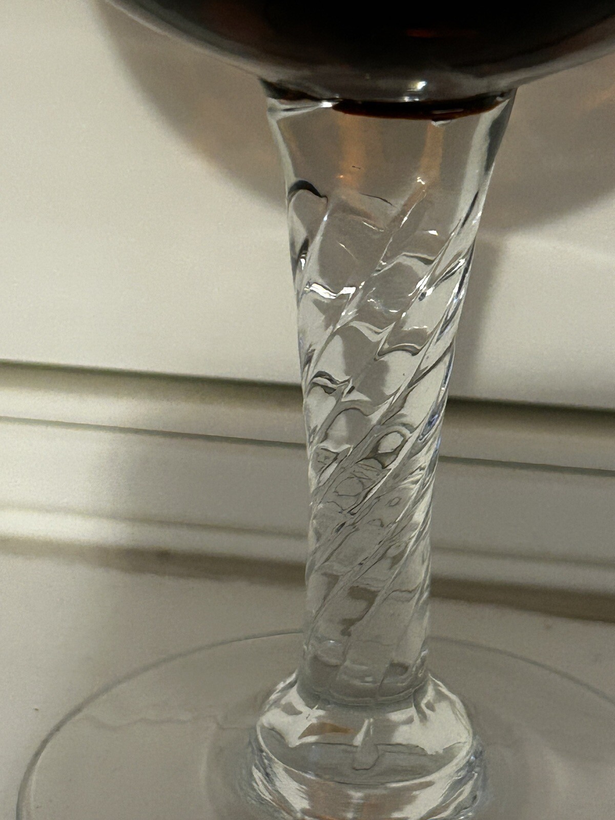 Vintage Hock/Wine Glasses,3 x Long Coloured Stems + Brown Glass with