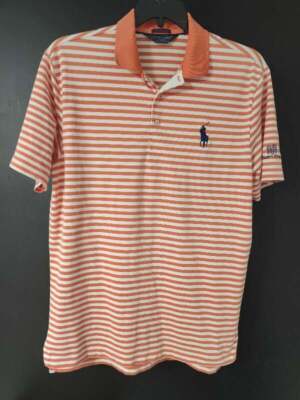 Men's Sz L Polo Ralph Lauren Orange Big Pony Polo Shirt Glade Springs WV Moistur