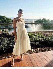 ZARA NEW FRAYED JACQUARD DRESS ZW COLLECTION WHITE SIZE M | 2919/196